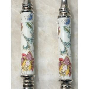 Minton Porcelain Handle Teaspoons Set of 5 Floral Silver Plate Vintage